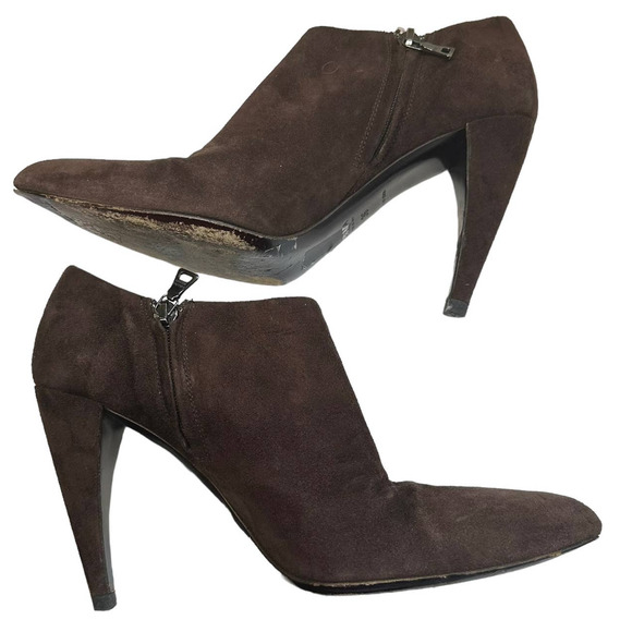 Prada Women's Brown Suede Milano Booties Side Zip 4" Heel sz 36/6 - Picture 1 of 12